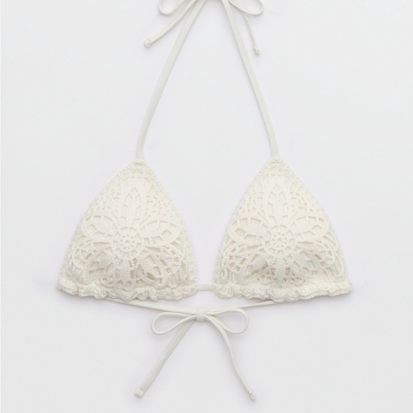 NWT Aerie Cream Crochet Bikini Top The Sun-Lover Crochet Bikini Top size large - Picture 3 of 7
